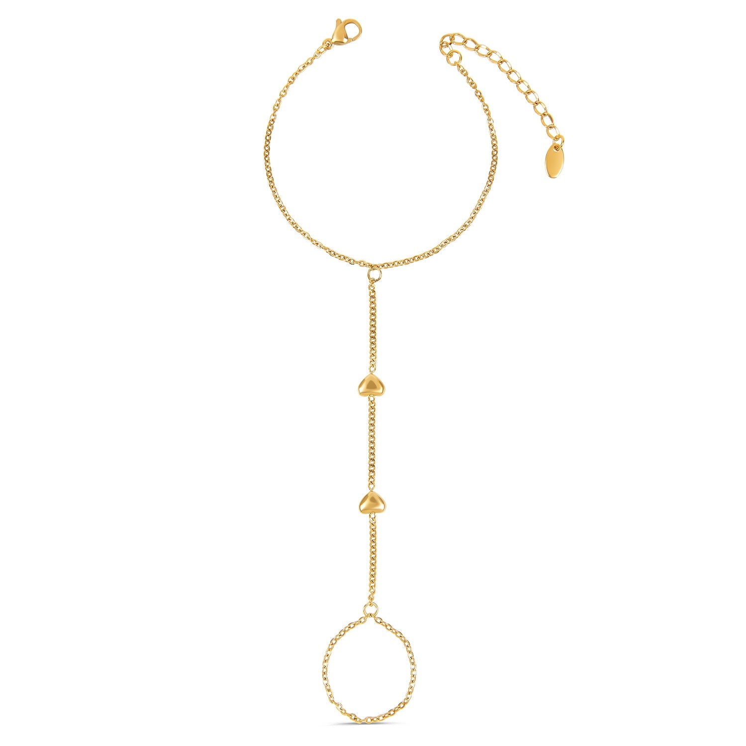 Gold Hearts Hand Chain