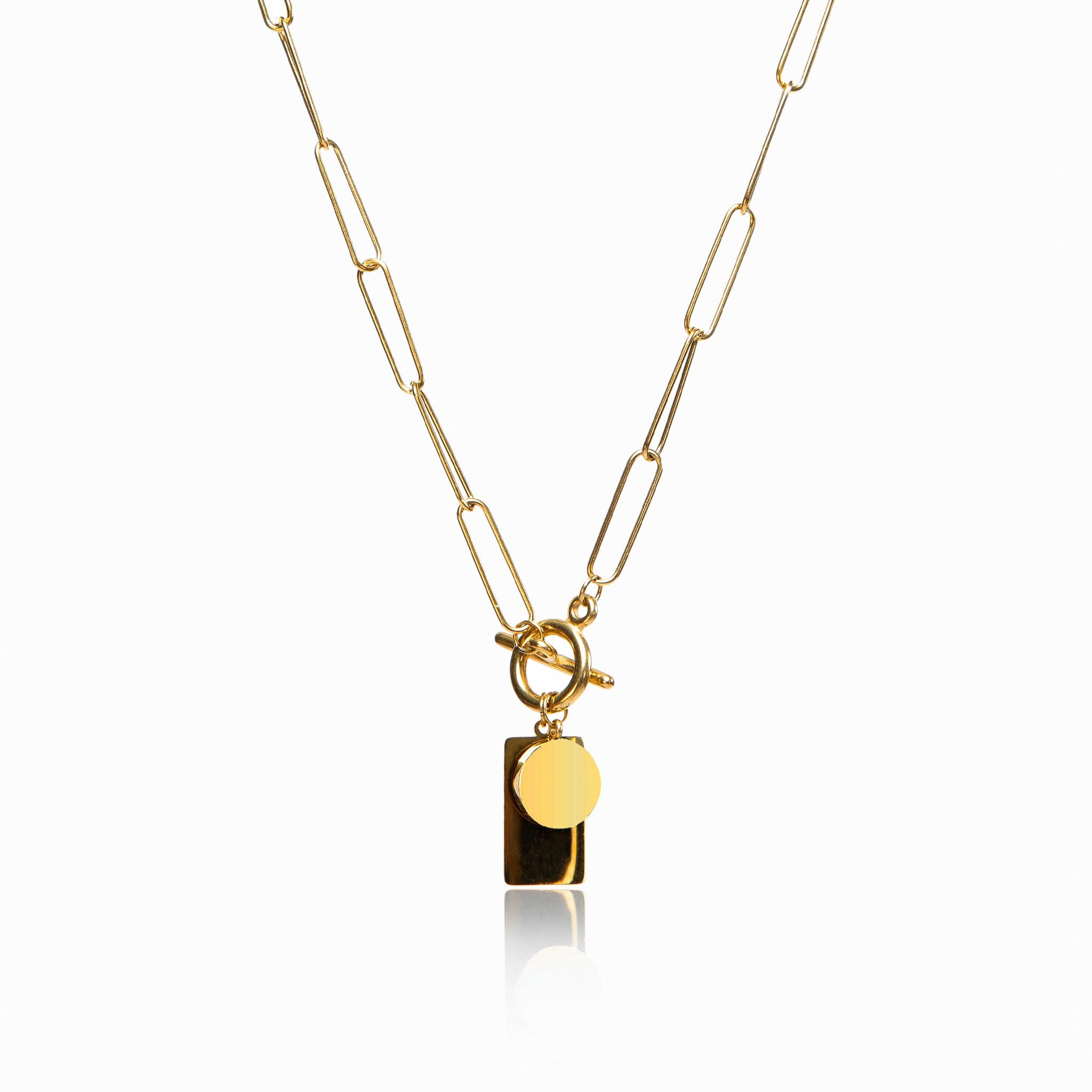 Gold Rectangle Toggle Necklace