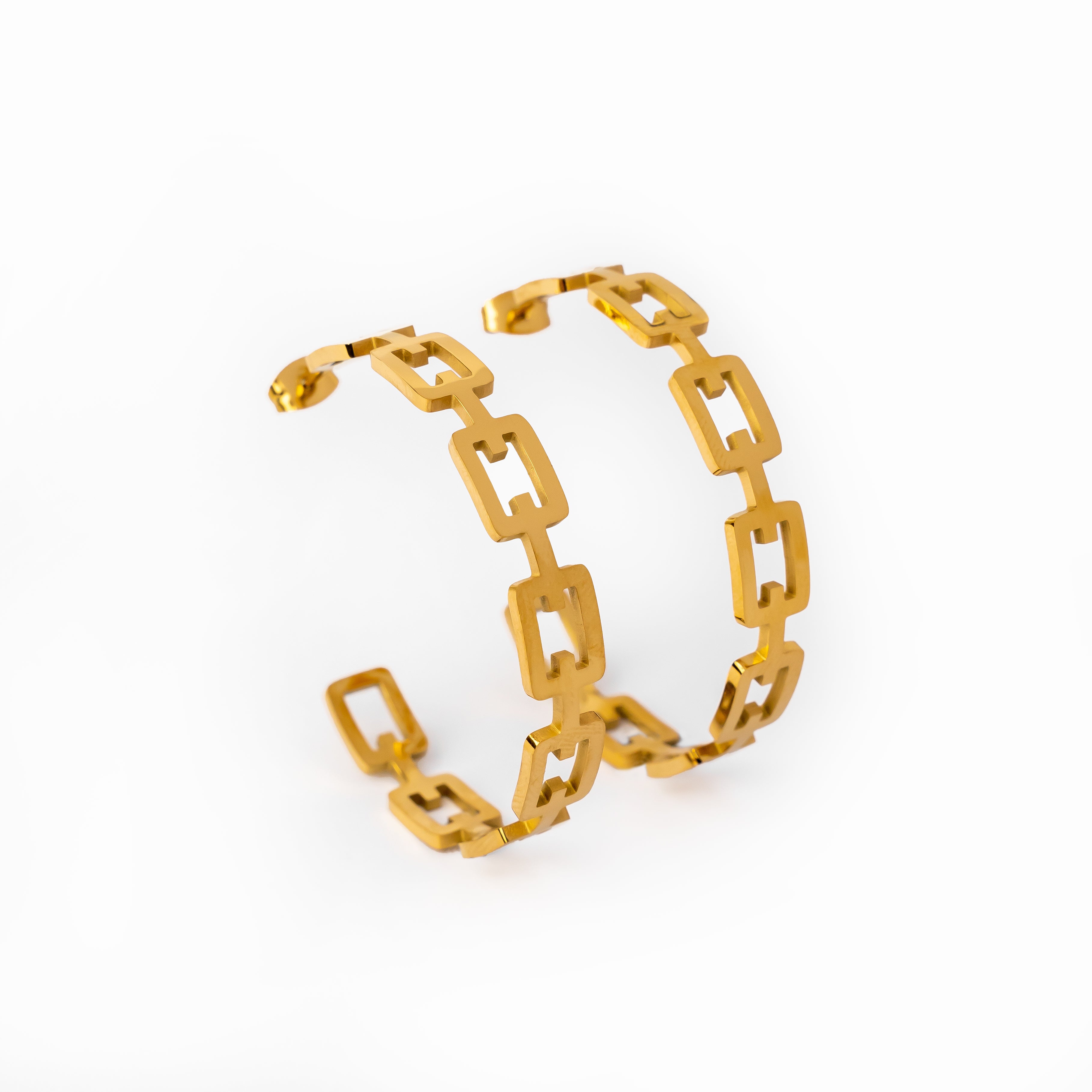 18K Gold Geometric Hoop Earrings