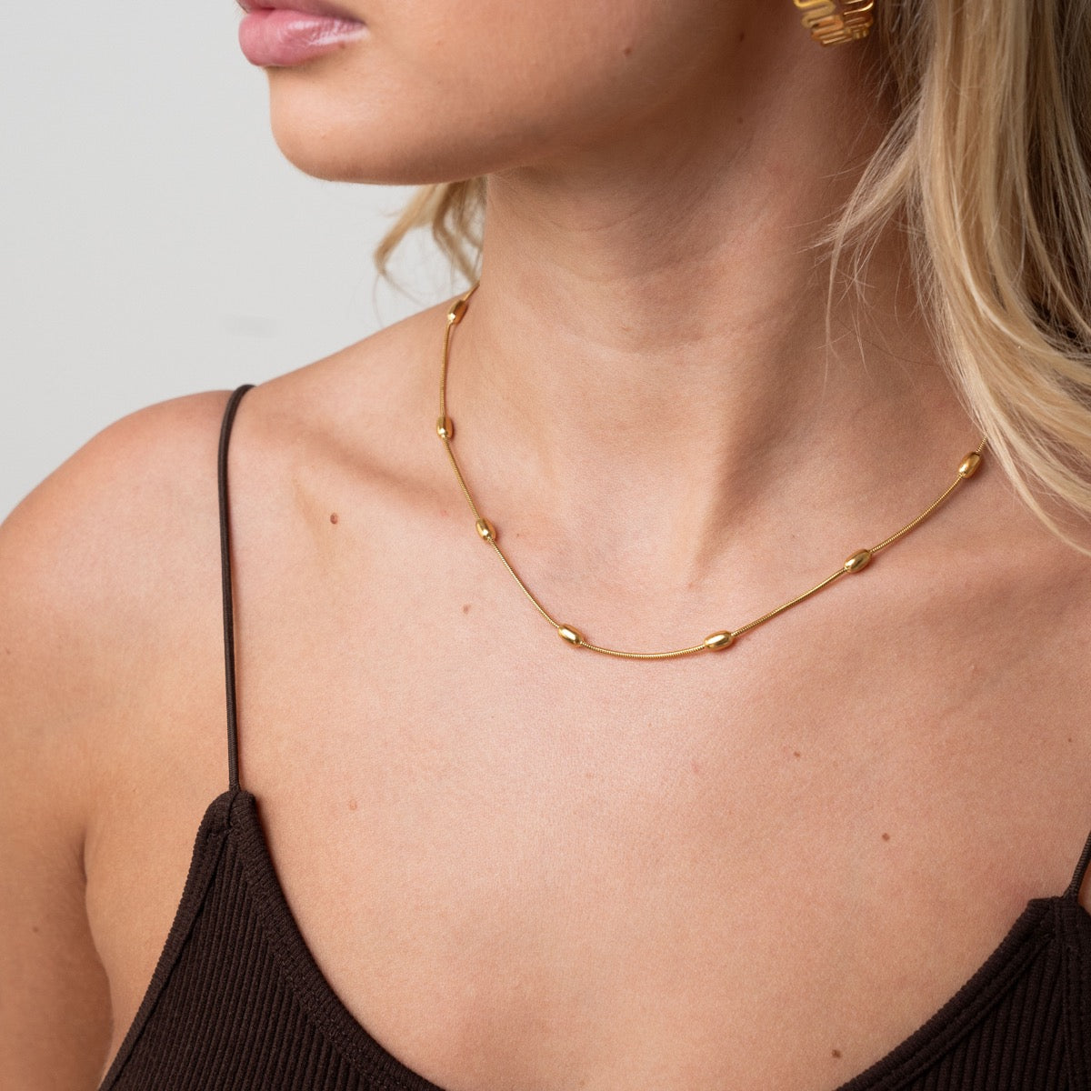 Gold Ball Detail Snake Chain