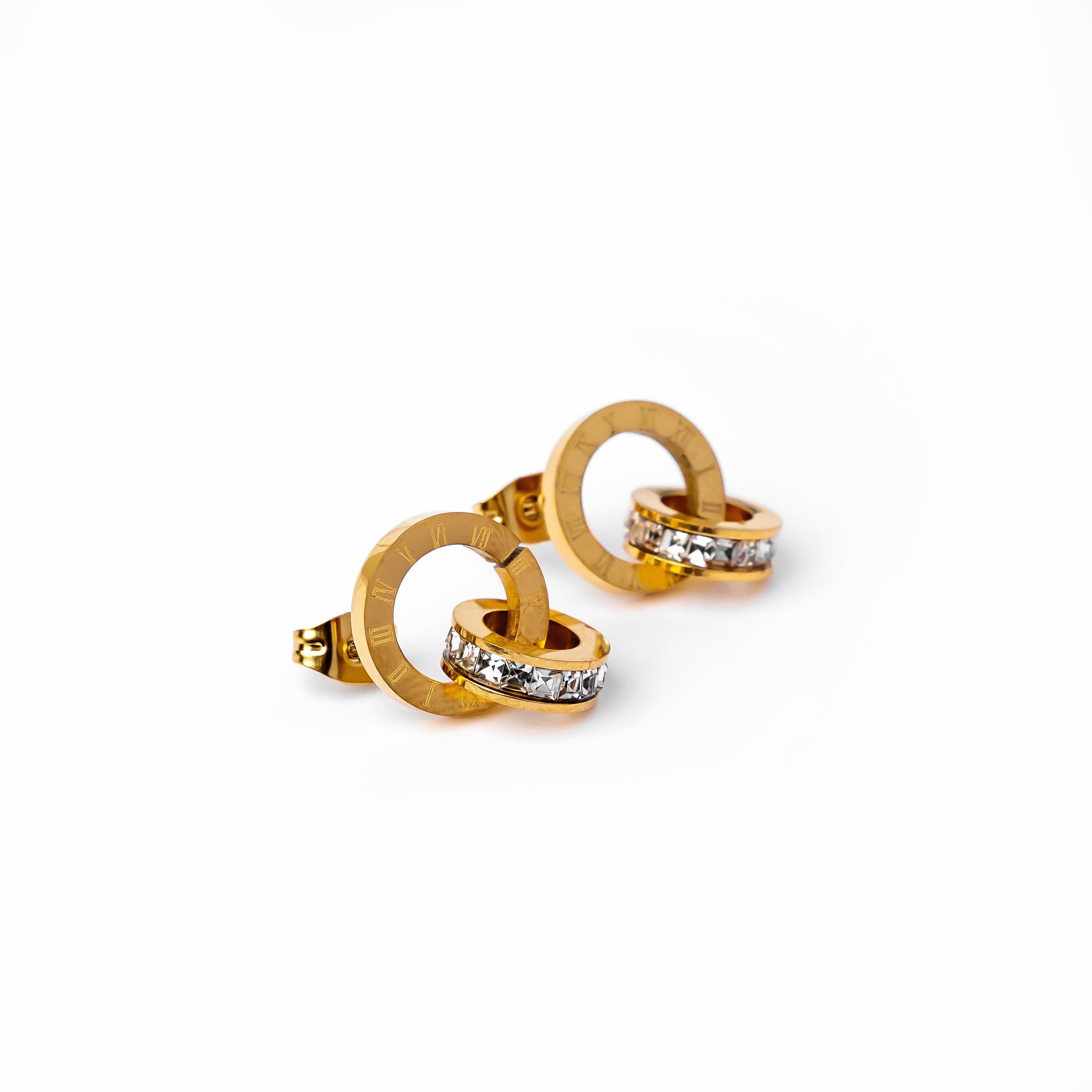 Gold Linked Rings Earrings