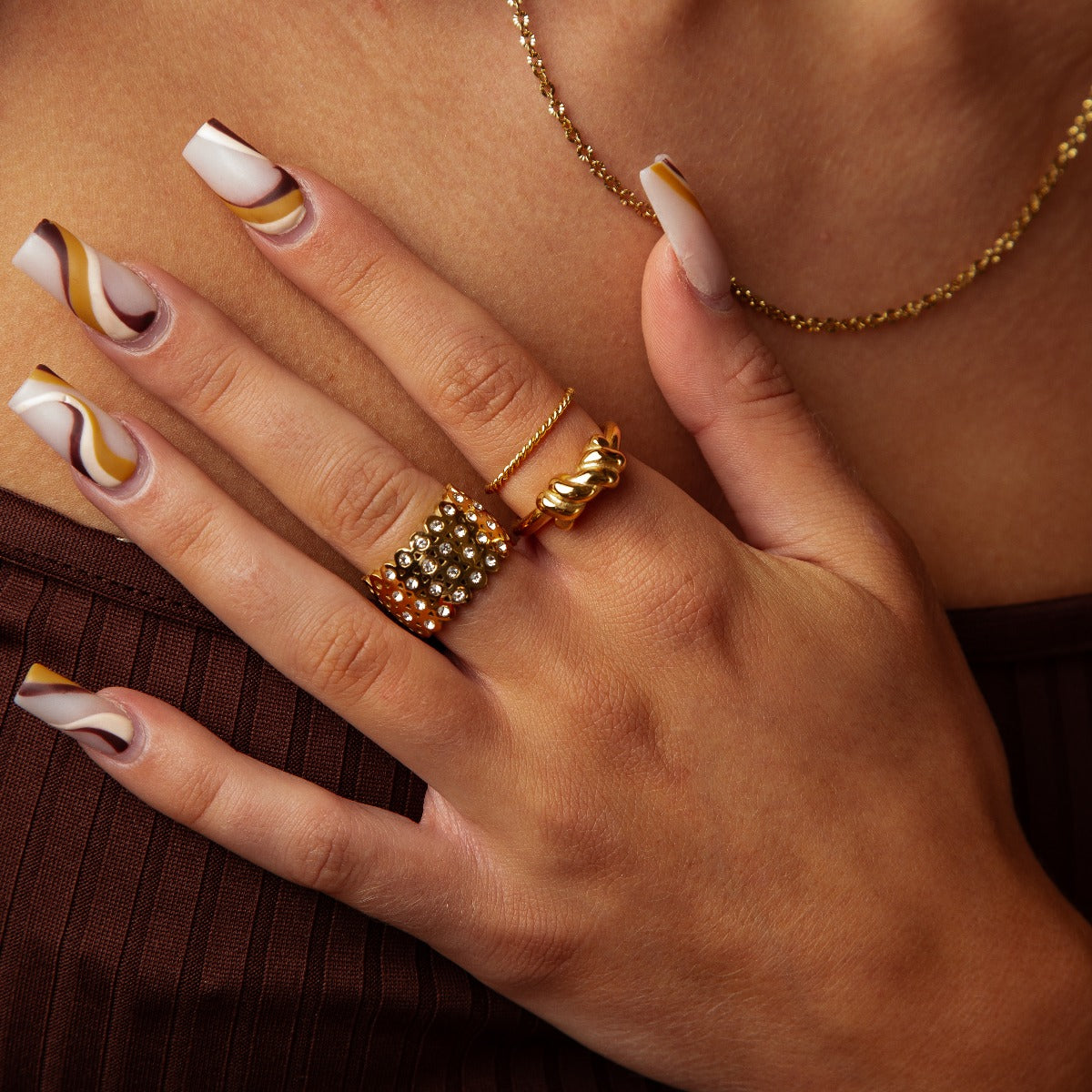 Gold Thin Rope Chain Ring